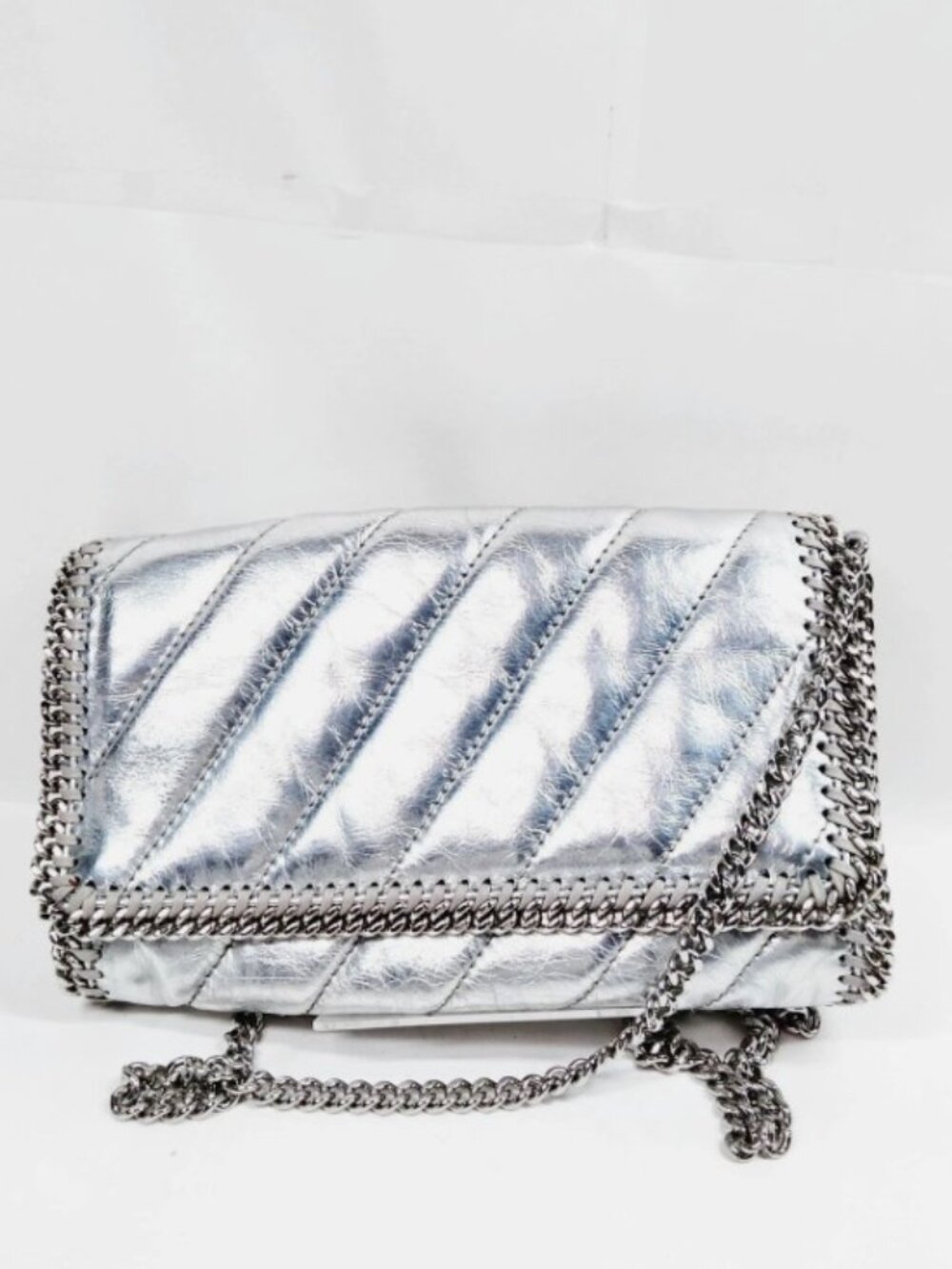 Stella McCartney Shoulder Bag Silver Leather